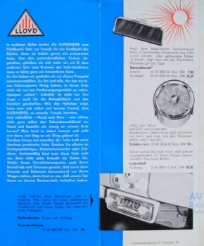 Lloyd Automobiles Accessory 1958 Carbrochure (1424)
